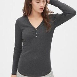 Love by GAP Button Front Gray Thermal Henley